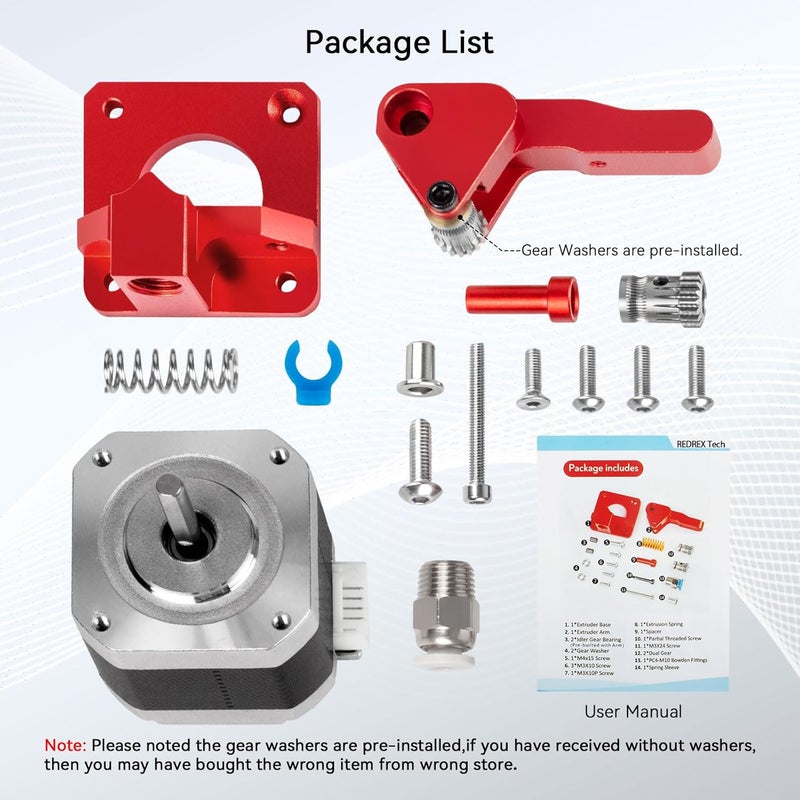 RED REX محرك مزدوج لآلة Ender 3 مع محرك خطوة Nema 17 متوافق مع Creality Ender 3 V2 و Ender 3 Pro و Ender 3 Neo و Ender 3 V2 Neo و Ender 3 Max Neo و Ender 5 و Ender 7 و CR6 SE و CR10 طابعات ثلاثية الأبعاد - Image 2